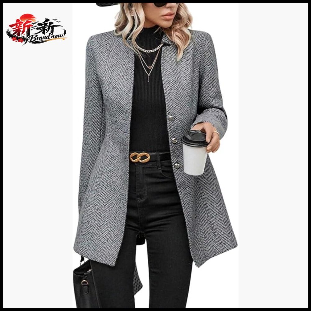 Herringbone Wool Blend Blazer Jacket Button Up No… - image 1